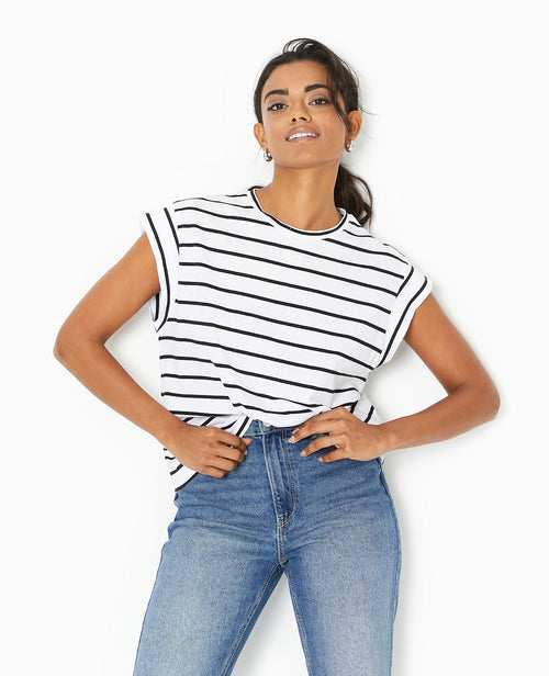 T-shirt oversize sans manches rayé - PIMKIE - 5