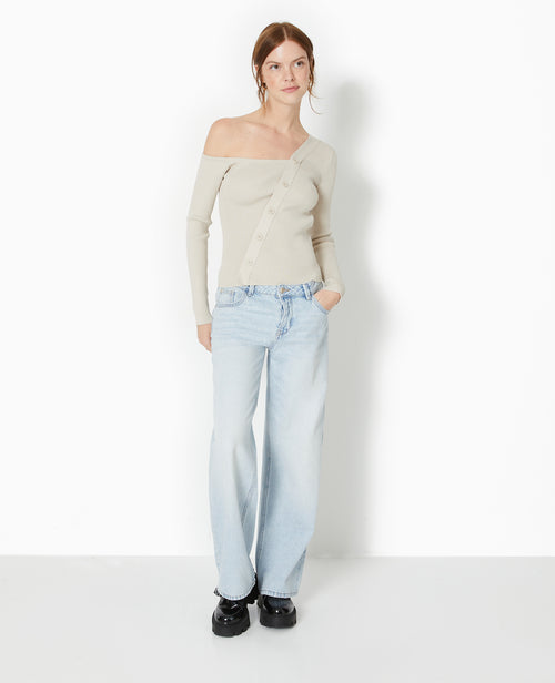 Pull asymétrique maille côtelée - PIMKIE - 2