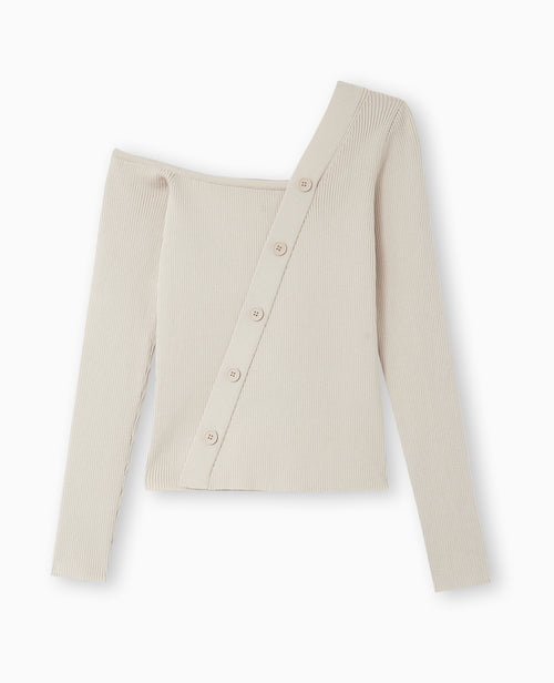 Pull asymétrique maille côtelée - PIMKIE - 4