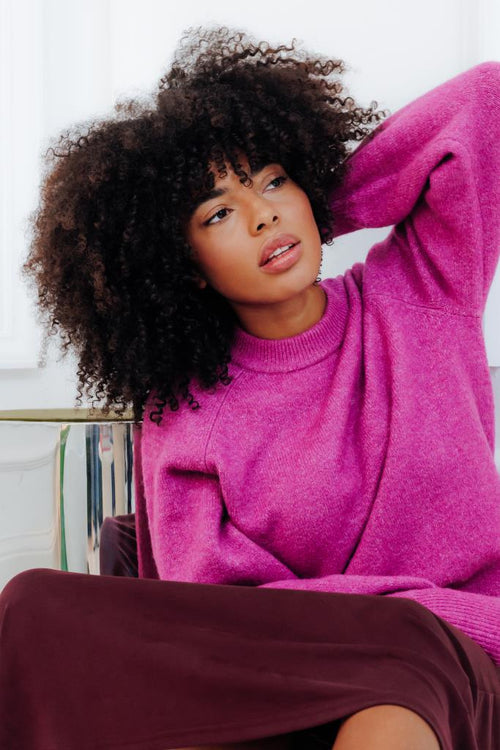 Pull oversize col rond manches raglan - PIMKIE - 1