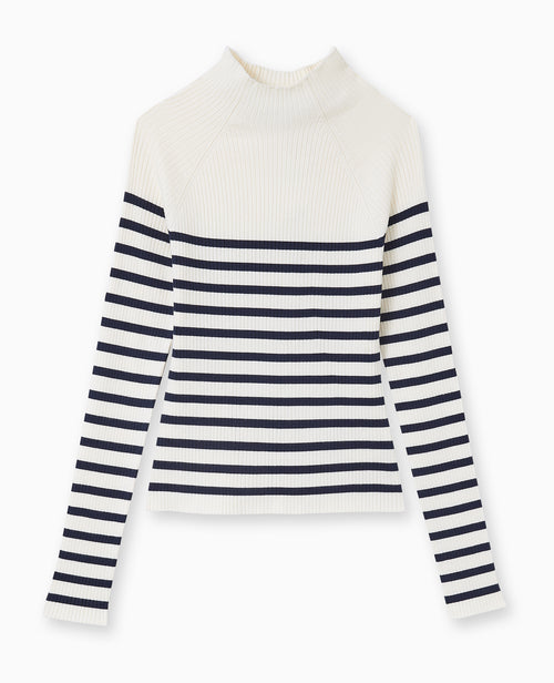 Pull fin rayé en maille côtelée col montant - PIMKIE - 4