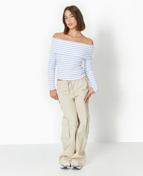 Top en maille côtelée encolure Bardot rayé - PIMKIE - 7