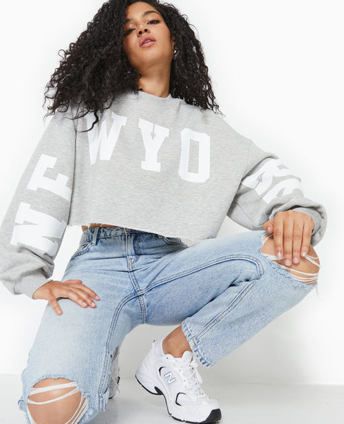 Sweat cropped base coupée avec NEW YORK - PIMKIE - 1