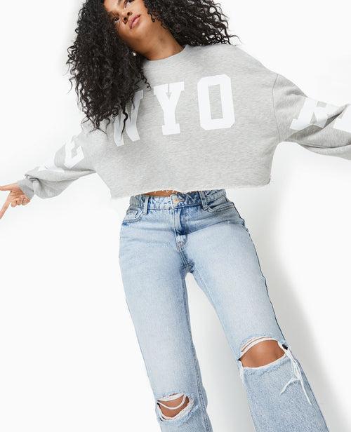 Sweat cropped base coupée avec NEW YORK - PIMKIE - 2