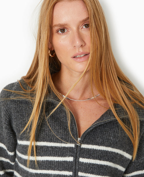 Gilet col camionneur motif rayures - PIMKIE - 3