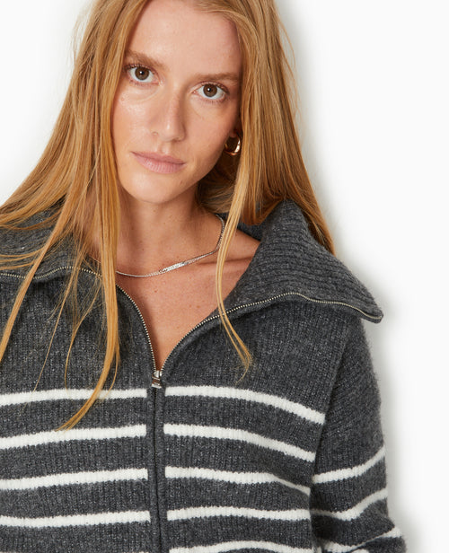 Gilet col camionneur motif rayures - PIMKIE - 7