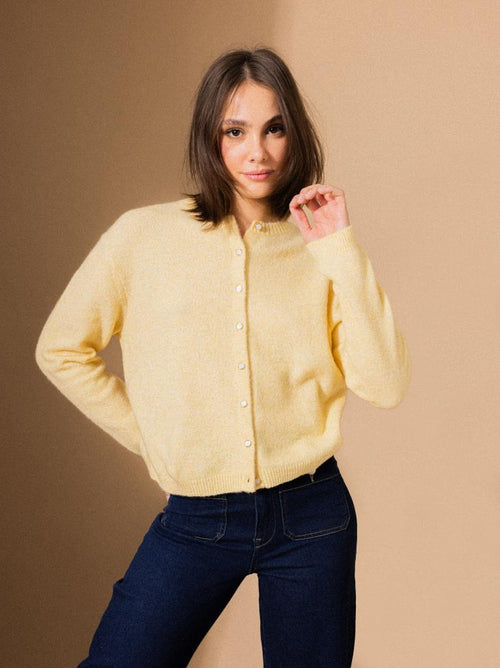 Gilet col rond avec bouton effet nacre - PIMKIE - 1