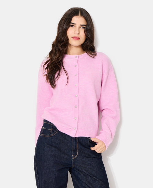 Gilet col rond avec boutons effet nacre - PIMKIE - 1