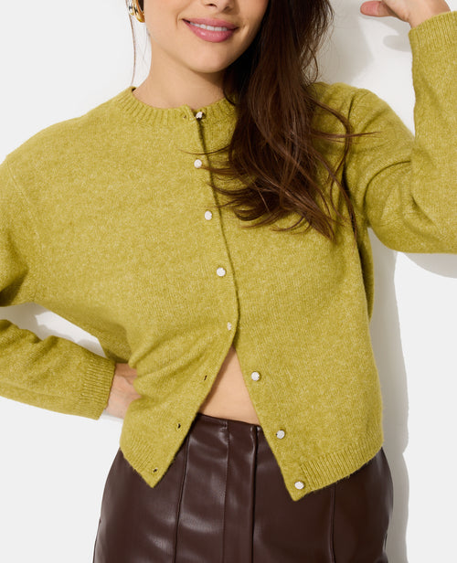 Gilet col rond avec boutons effet nacre - PIMKIE - 2
