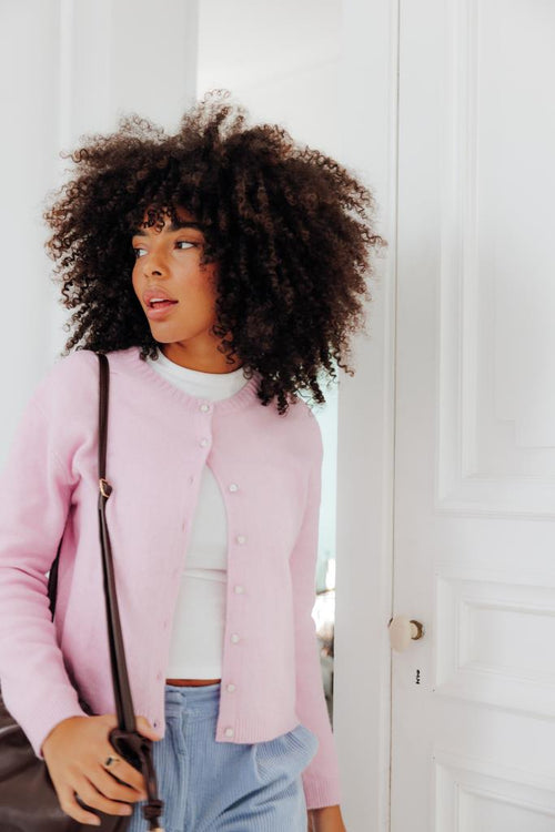 Gilet col rond avec bouton effet nacre - PIMKIE - 1