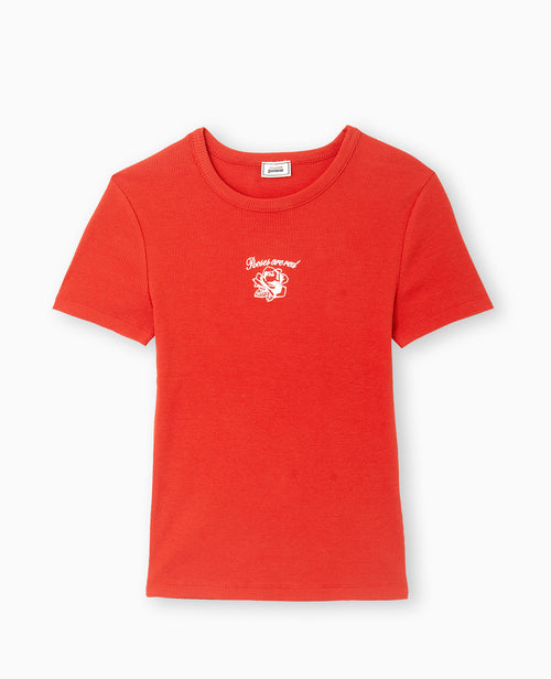 T-shirt en maille côtelée avec broderie - PIMKIE - 3