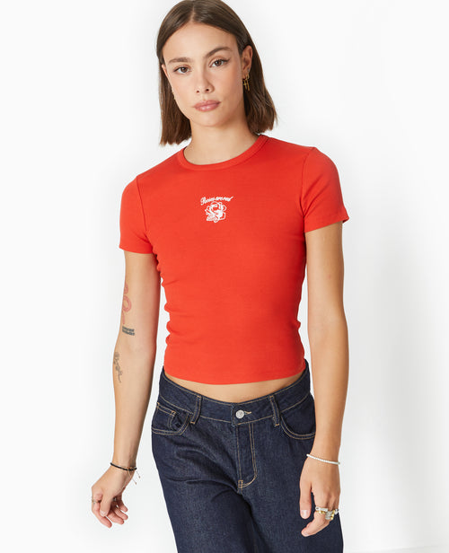 T-shirt en maille côtelée avec broderie - PIMKIE - 4