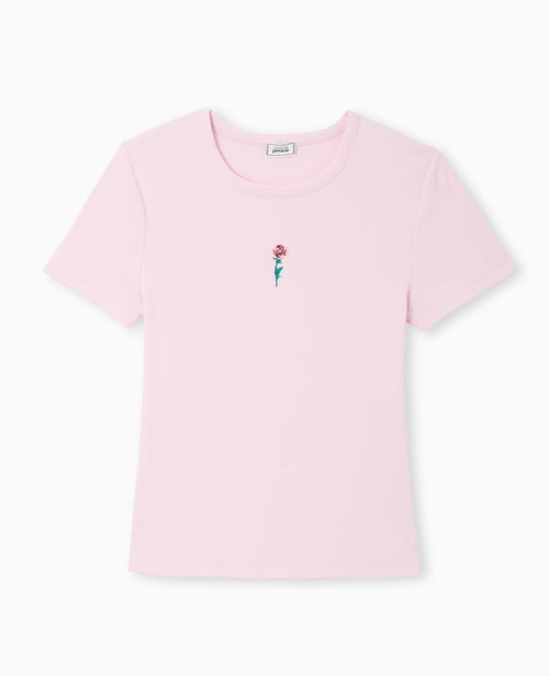T-shirt en maille côtelée avec broderie - PIMKIE - 4