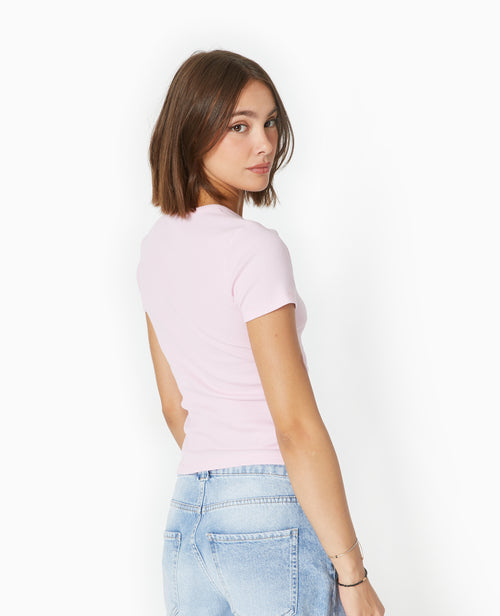 T-shirt en maille côtelée avec broderie - PIMKIE - 6