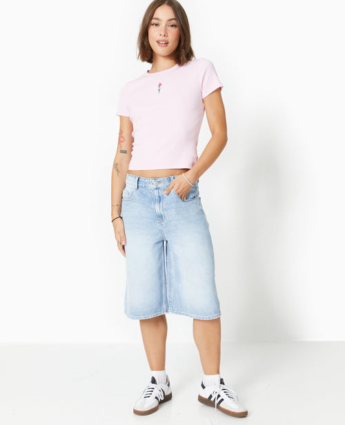 T-shirt en maille côtelée avec broderie - PIMKIE - 7