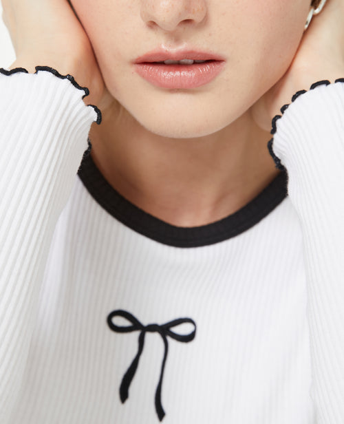 Top manches longues avec nœud brodé - PIMKIE - 3