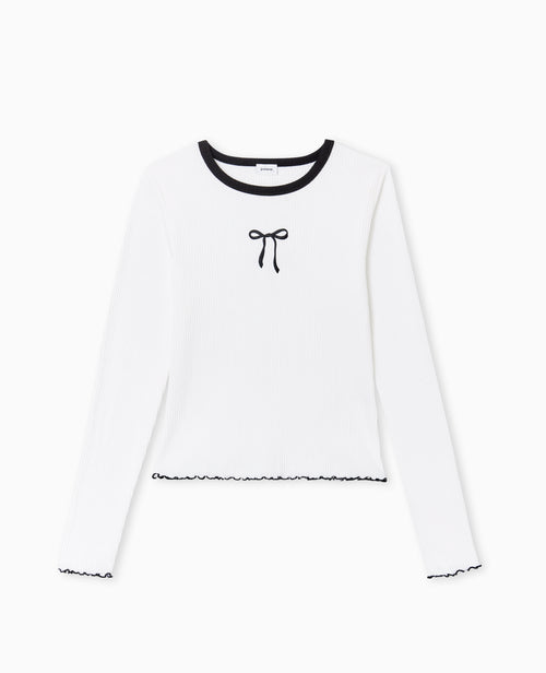 Top manches longues avec nœud brodé - PIMKIE - 4