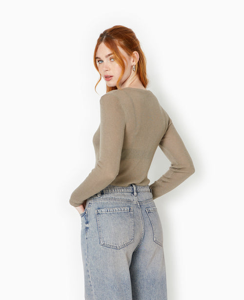 Pull maille transparente avec patte boutonnée - PIMKIE - 6