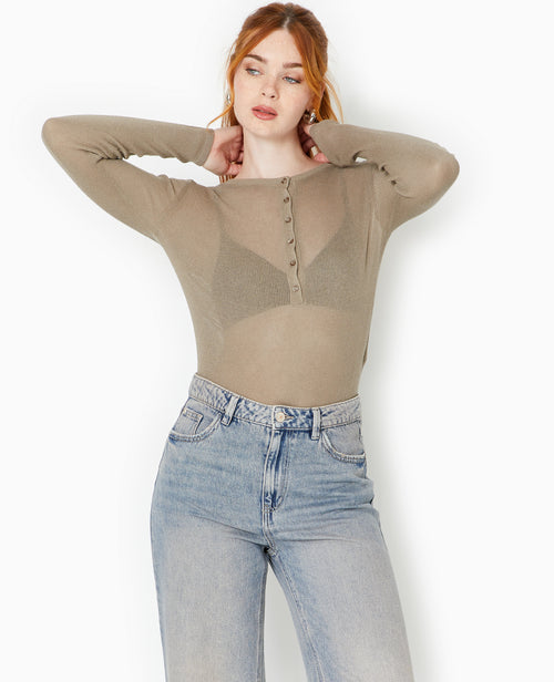 Pull maille transparente avec patte boutonnée - PIMKIE - 7