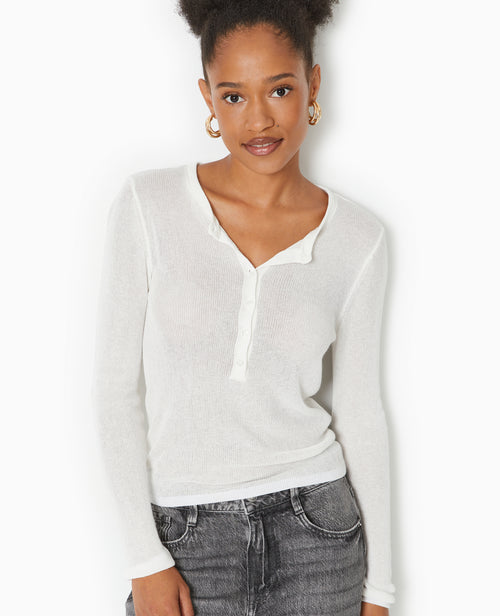 Pull maille transparente avec patte boutonnée - PIMKIE - 7