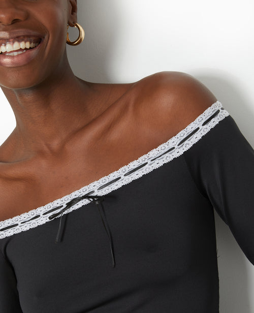 Top encolure Bardot avec noeud contrasté - PIMKIE - 3