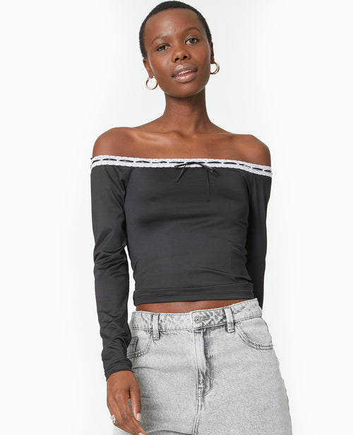 Top encolure Bardot avec noeud contrasté - PIMKIE - 5