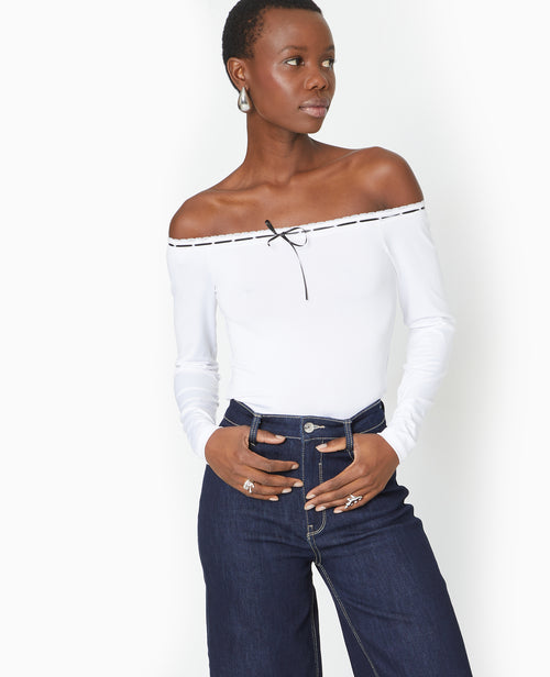 Top encolure Bardot avec noeud contrasté - PIMKIE - 5