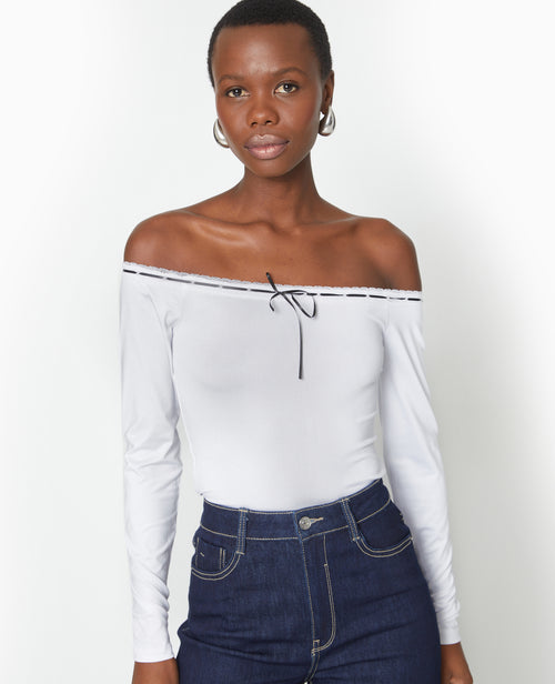 Top encolure Bardot avec noeud contrasté - PIMKIE - 7