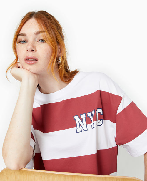 T-shirt ample et court larges rayures - PIMKIE - 3