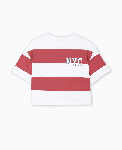 T-shirt ample et court larges rayures - PIMKIE - 4