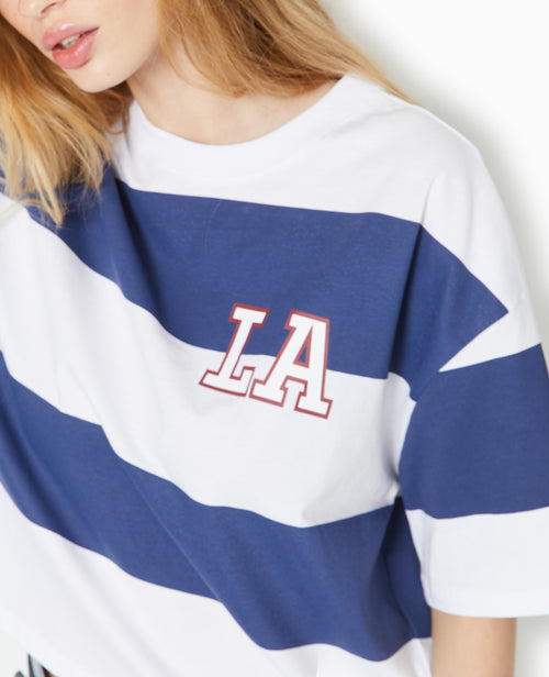 T-shirt ample et court larges rayures - PIMKIE - 3