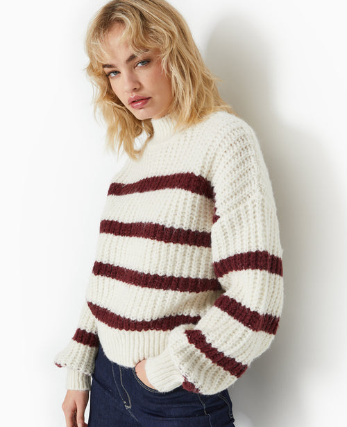 Pull grosse maille avec rayures - PIMKIE - 1