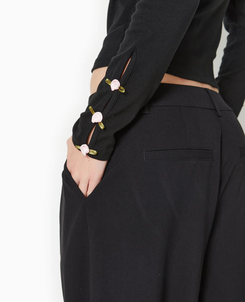 Top manches longues avec roses en satin - PIMKIE - 3