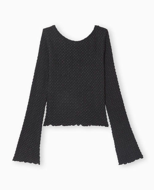 Top dos-nu manches flare en maille texturée - PIMKIE - 4