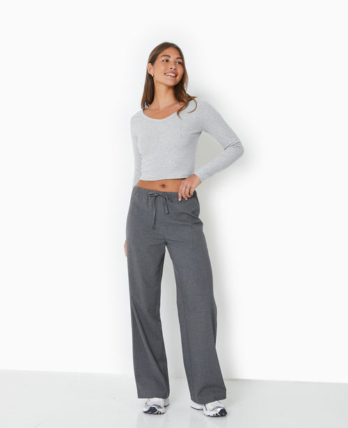 T-shirt court manches longues col V - PIMKIE - 2