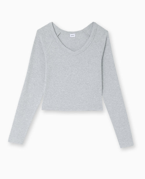 T-shirt court manches longues col V - PIMKIE - 4