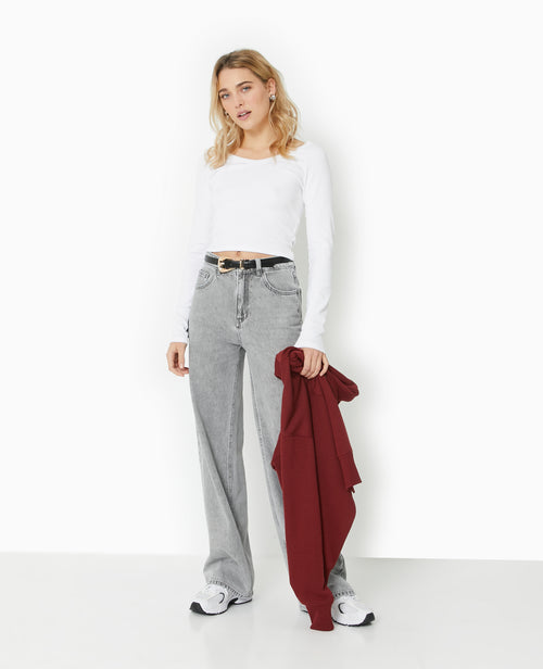 T-shirt court manches longues col V - PIMKIE - 2