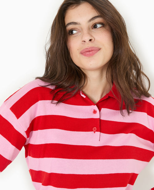 Pull col polo en maille rayée - PIMKIE - 7