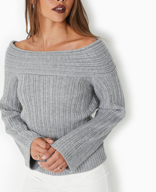 Pull en maille côtelée avec encolure Bardot - PIMKIE - 3