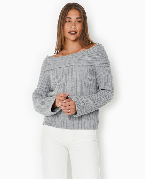 Pull en maille côtelée avec encolure Bardot - PIMKIE - 5