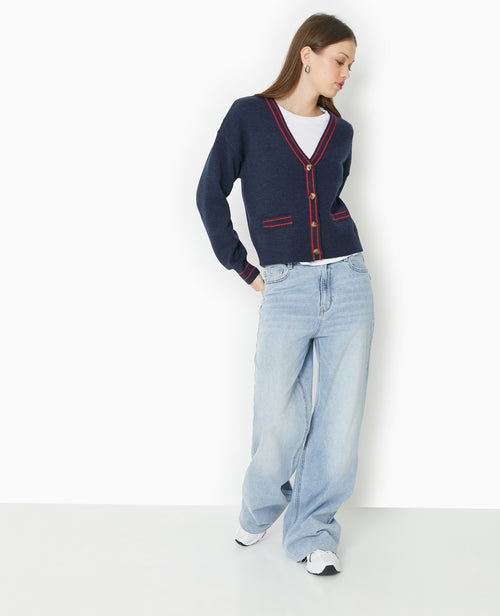 Gilet col V avec bords contrastés - PIMKIE - 2