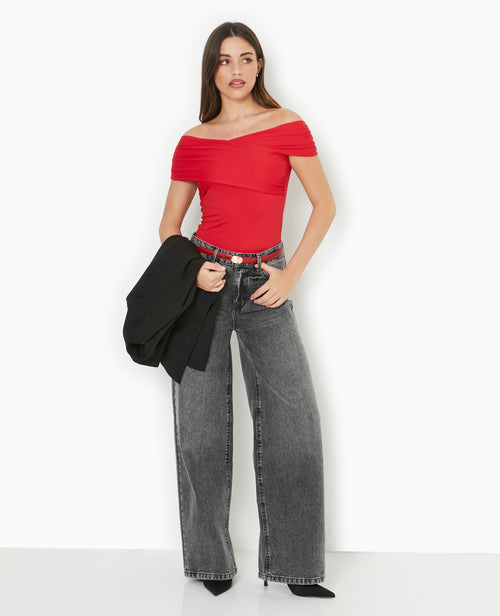 Top encolure Bardot croisé devant - PIMKIE - 2