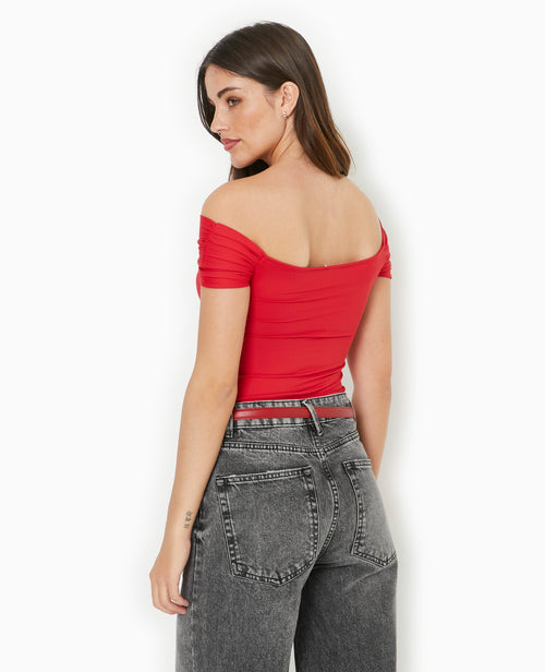 Top encolure Bardot croisé devant - PIMKIE - 6