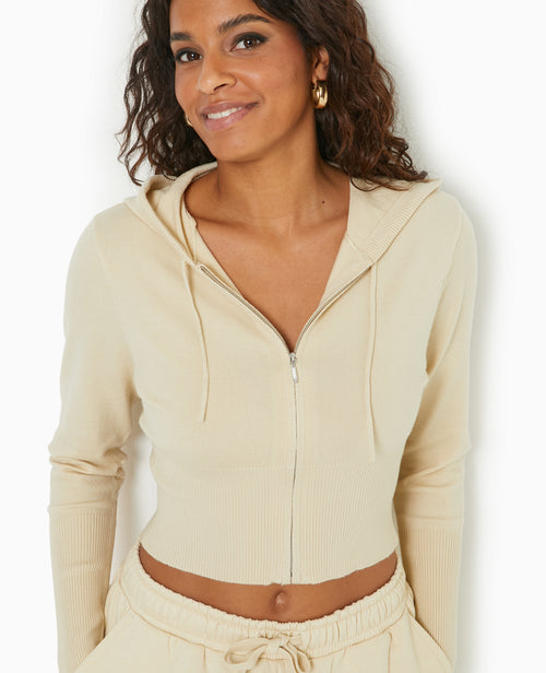Gilet court zippé en maille fine avec capuche - PIMKIE - 7