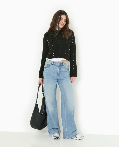 Gilet col rond avec torsades et strass - PIMKIE - 2