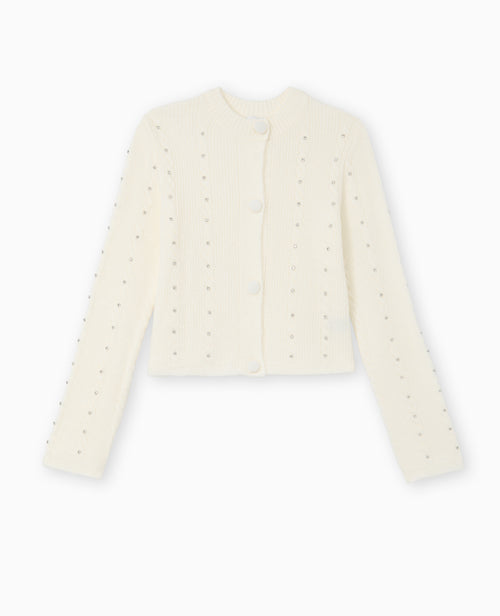 Gilet col rond avec torsades et strass - PIMKIE - 4