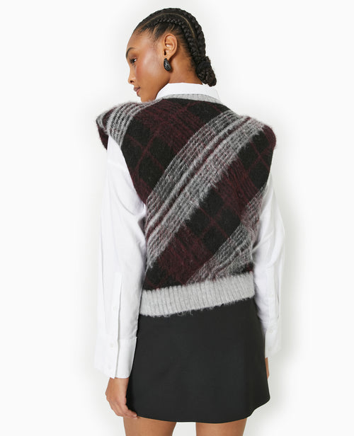 Pull sans manches avec épaulettes motif carreaux - PIMKIE - 6