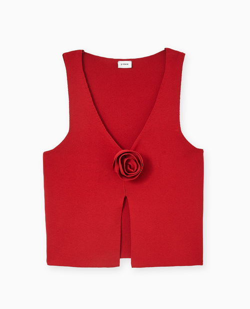 Top sans manches en maille avec fleur - PIMKIE - 4