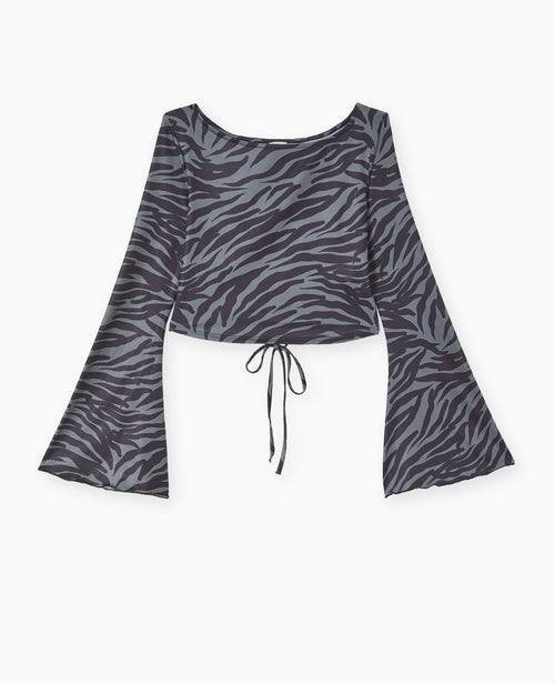 Top dos-nu manches flare motif zèbre - PIMKIE - 4