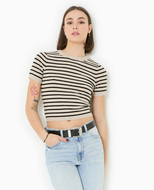 Pull manches courtes en maille fine - PIMKIE - 1